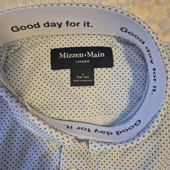 NWT Mizzen and Main White Plus Print Shirt Long Sleeved - Picture 9 of 12